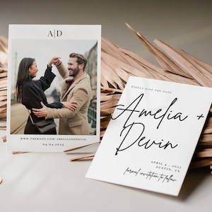 Modèle Save the Date minimaliste moderne, réservez la date avec photo, modèle de mariage modifiable, réservez la date, réservez la date en téléchargement numérique,