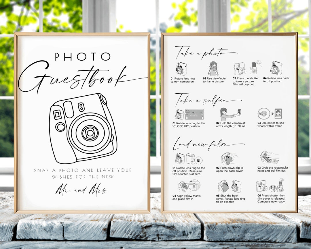 Instax Mini 12 Instructions Sign, Polaroid Guestbook 8x10 5x7 A4, Photo