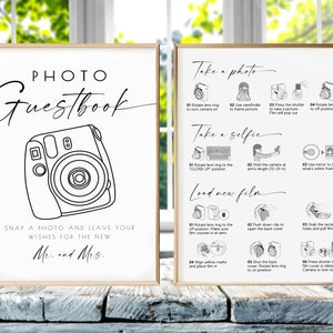 Instax Mini 12 Instructions Sign,  Polaroid Guestbook 8x10 5x7 A4, Photo Guestbook Sign, How to Load New Film, Wedding Guest Book,minimalist