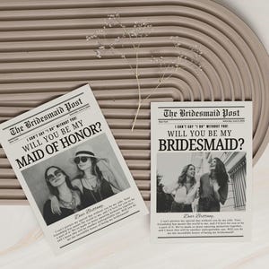 Modelo de cartão de proposta de madrinha, Proposta de madrinha de jornal com foto, Você será meu cartão de madrinha, Proposta de festa de casamento, Canva