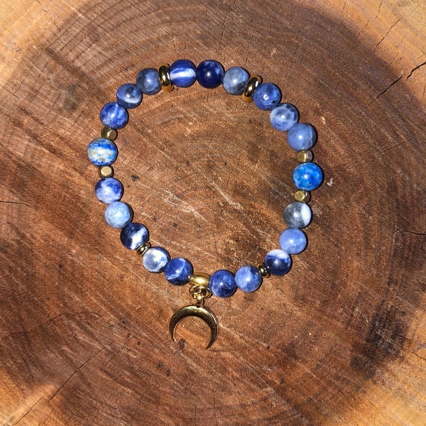 Bracelet clarification et communication en Sodalite et lapis Lazuli