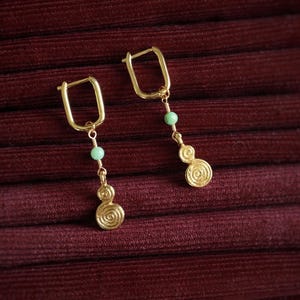 Hoop Earrings with Charm and Chrysoprase