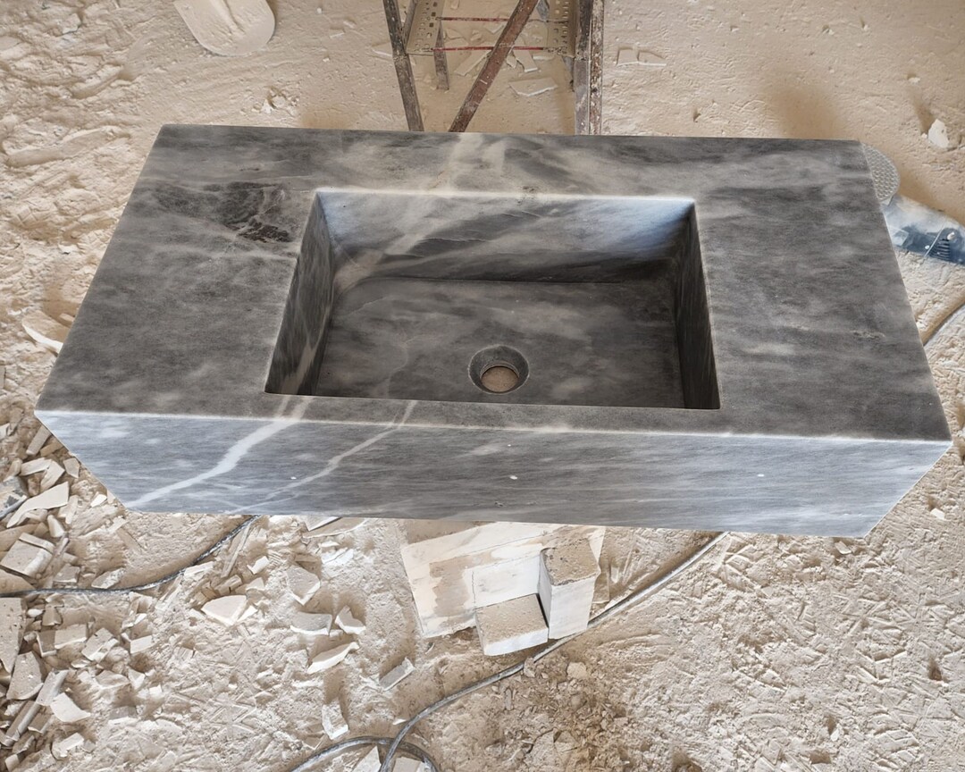 Light Gray Marble Sink Custom Marble Sink Wall Mounted Etsy