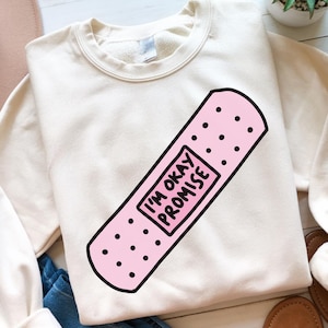 Im Okay Versprechen Banaid SVG PNG Wortspiel Lustig Trendy Cute Design für T-Shirts Tassen Aufkleber Silhouette Cricut Doodle Cut Datei Pink Autsch Digital