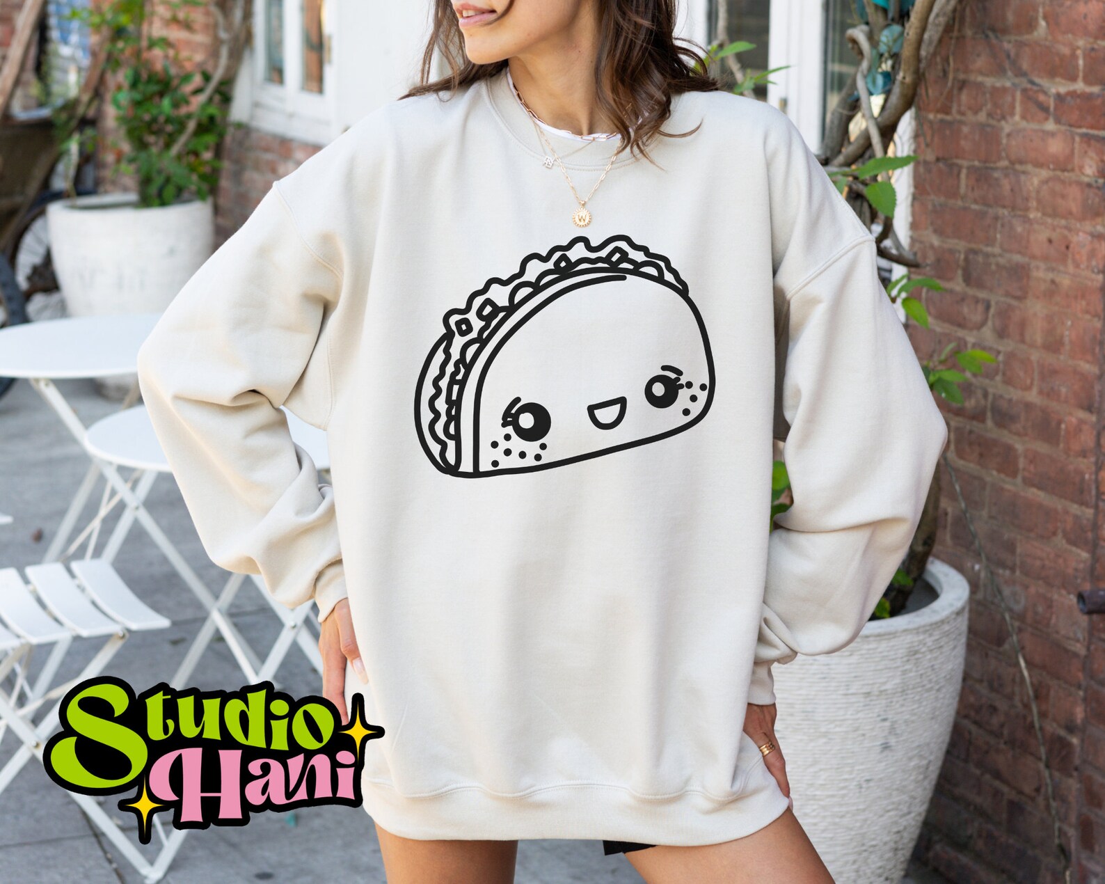 Kawaii Cute Taco SVG PNG Doodle Mexican Food Clipart Black and White ...