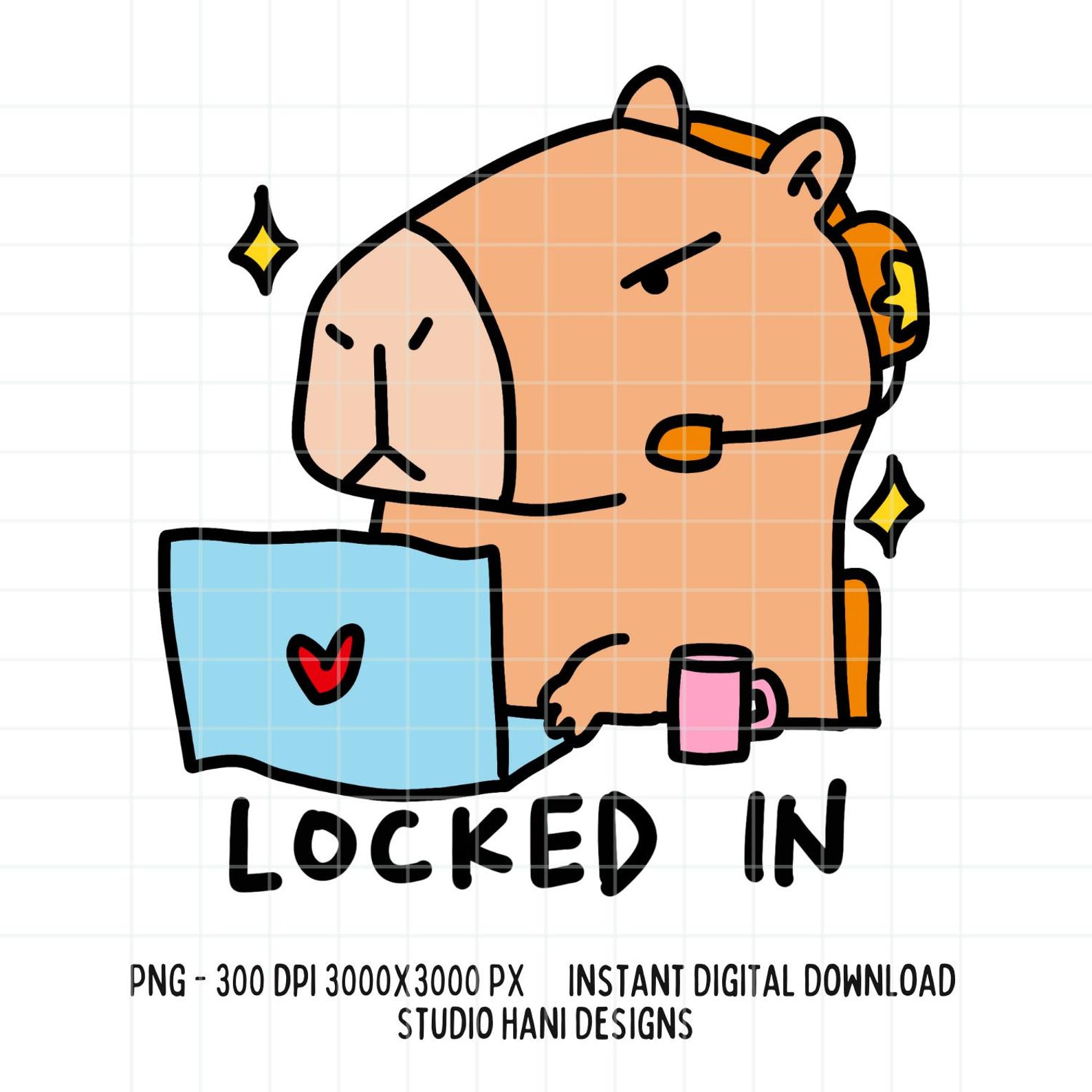 Capybara Lock In Locked in Capybara PNG Clipart Funny Work Corporate Cartoon Relatable ...