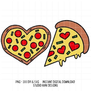 Heart Pizza SVG PNG Bundle Slice Whole Slices Valentines Love Hearts Fun Trendy Designs Cut File Cricut Commercial Use Digital Download