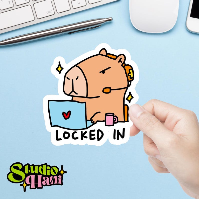 Capybara Lock In Locked in Capybara PNG Clipart Funny Work Corporate Cartoon Relatable ...
