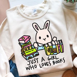 Juste une fille qui aime les livres SVG PNG Lapin livres livresques design tendance Drôle de santé mentale Doodle autocollant coupe fichier Cricut Silhouette numérique