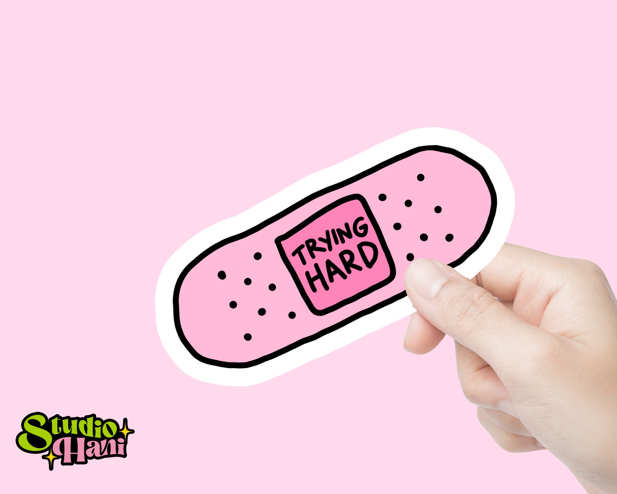 Trying Hard SVG PNG Bandaid Funny Digital Self Love Mental Health Cut ...