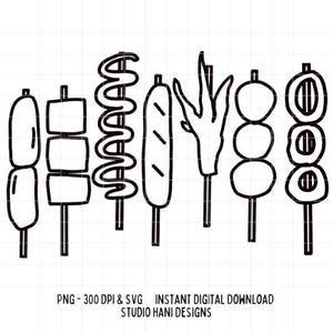 Filipino Street Food SVG PNG Bundle Pinoy Foods Clipart Black and White Outline Cricut Silhouette Isaw Cut Files Hotdog BBQ Digital Download