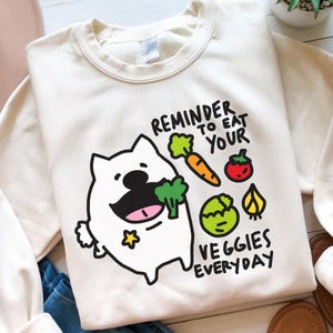 Mangez des légumes SVG PNG chien mignon rappel végétarien sain design tendance drôle santé mentale autocollant coupe fichier Cricut Silhouette numérique