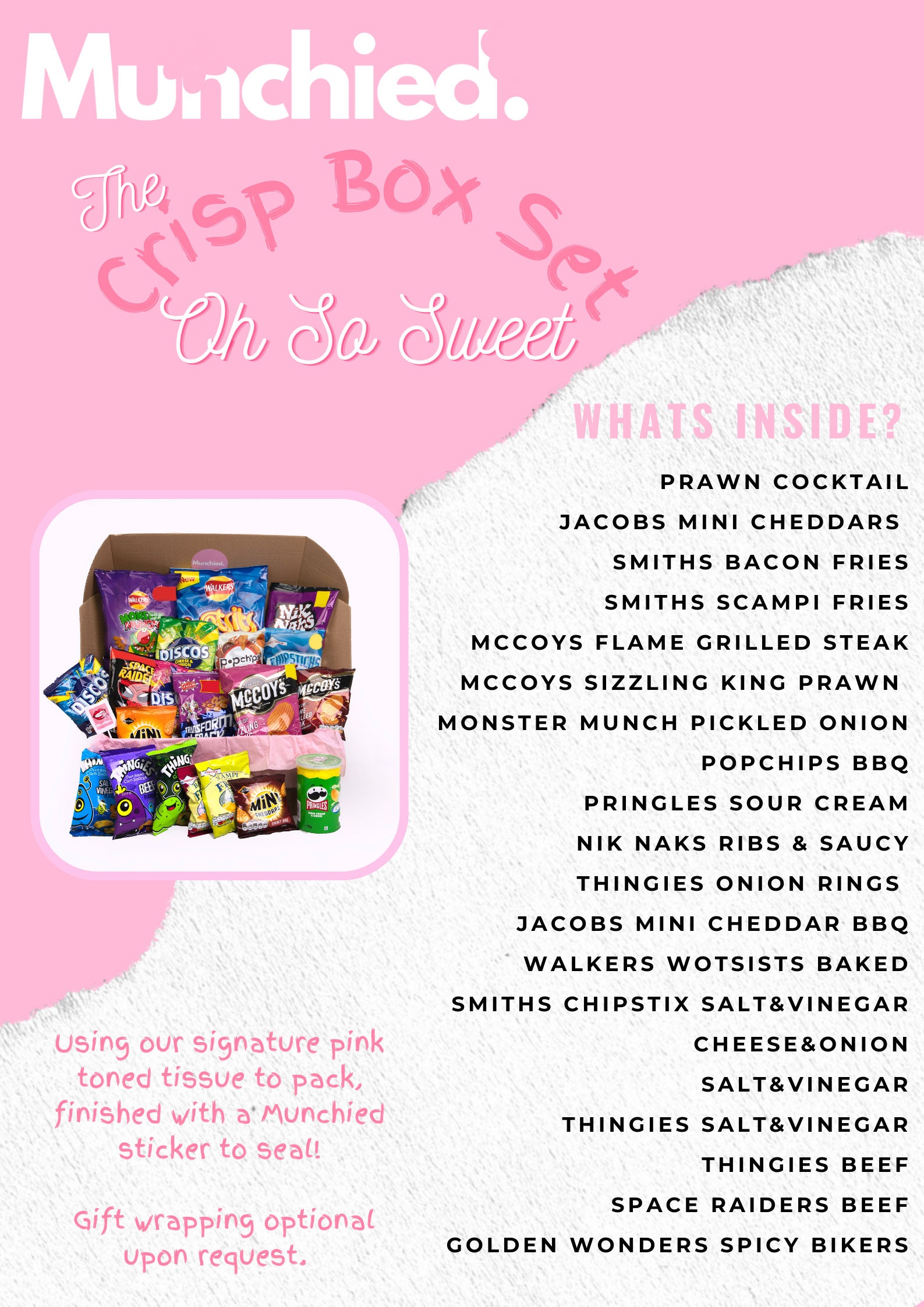 Munchied Potato Crisps Gift Hamper Sets/including a Retro, Classic