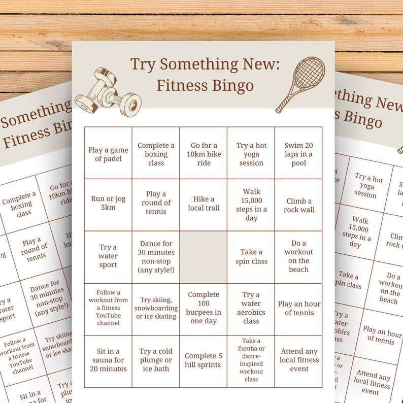 Exercise Bingo Printable Journal Fitness Page Workout Tracker Fitness ...