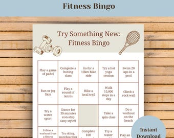 Exercise Bingo printable Journal Fitness Page Workout Tracker Fitness Tracker Exercise Tracker Fitness Journal Fitness Bingo Game
