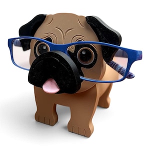 Pug Eyeglass Stand, Plastic Dog Desk Organizer with Sunglasses Holder