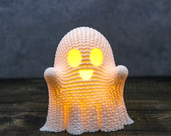 Adorable Ghost with Flickering LED Tea Light - Spooky Halloween Home Decor