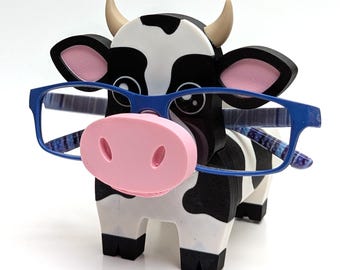Cow Eyeglass Stand, Fun Glasses Holder for Animal Lovers and Office Decor