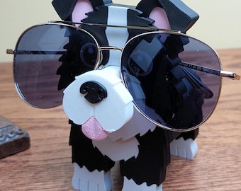 Uchwyt na okulary w kształcie border collie, organizer na biurko dla miłośników psów na okulary przeciwsłoneczne
