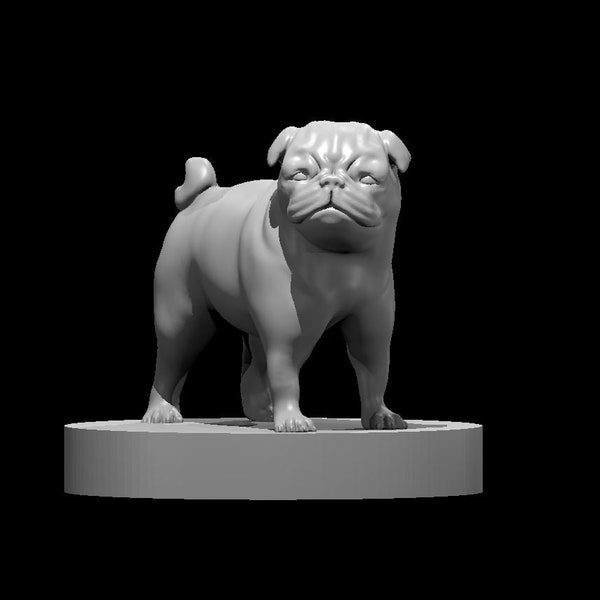 Two Pug miniatures | Pug and Pug in Armor | 8K 3D Print | DnD and other Fantasy games | MZ4250