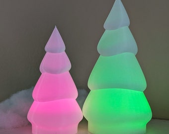 Enchanting Snow-Covered, Illuminated Christmas Tree w/LED tea light - Tabletop & Mantel Decor - 3D Printed