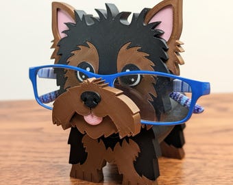 Yorkie Eyeglasses Holder Stand – Cute Yorkshire Terrier Eyewear Organizer for Desk or Nightstand