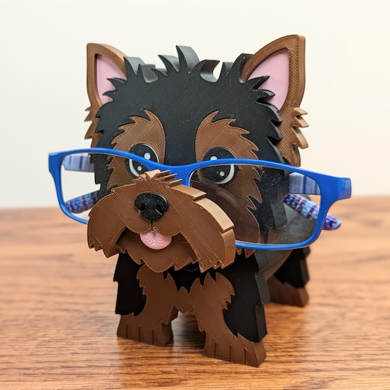 Yorkie Eyeglasses Holder Stand – Cute Yorkshire Terrier Eyewear Organizer for Desk or Nightstand