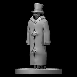 Three Cats in a Trench Coat Miniature - Unpainted 3D Printed Resin Figurine for RPGs and Collectors