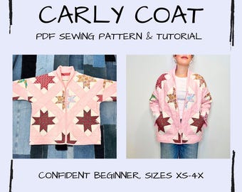 Carly Coat PDF Sewing Pattern for Upcycled Quilts and Blankets