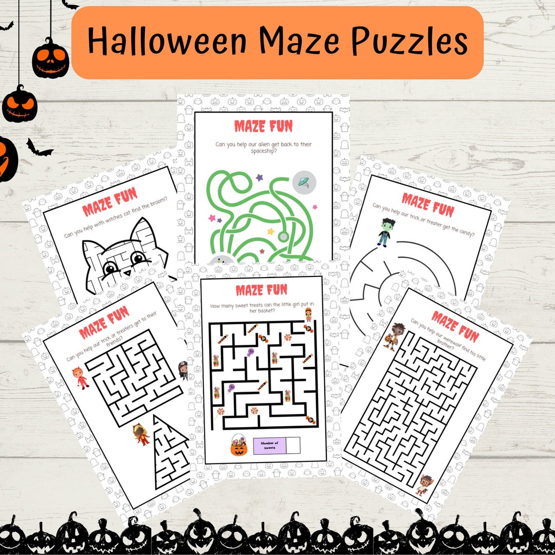 Halloween Maze Puzzles Trick or Treat Games Halloween Etsy