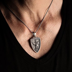 Personalized Sterling Silver Archangel Michael Pendant Necklace