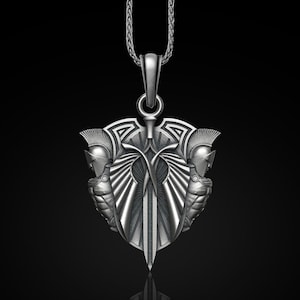 Sterling Silver Spartan Warrior Necklace: Leonidas Pendant for Men