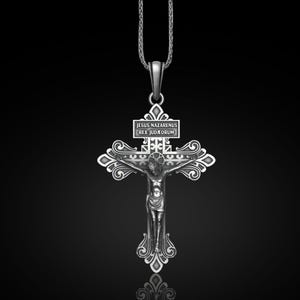 Sterling Silver Crucifix Necklace For Christian, Crucifixion of Jesus Catholic Necklace, Valentine&#39;s Day Necklace, Faith Necklace For Him