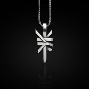 Modern Unique Cross Necklace, Christ Jesus Cross Pendant, Religious Mens Pendant, Silver Christian Accessory, Oxidized Medal, Birthday Gifts