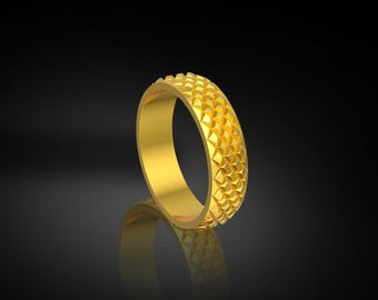 Anillo geométrico facetado de oro macizo de 14 k, anillo geométrico facetado de oro macizo de 18 k, anillo con forma de cúpula, regalo del día de la madre, regalo del día de San Valentín, anillo facetado