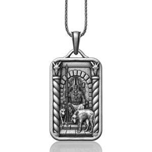 Odin with Wolves in Sterling Silver Necklace, Norse God Odin Necklace, One-Eyed God Of Wisdom, Pagan Personalized Celtic Jewelry Viking