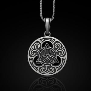 Sterling Silver Celtic Triquetra Pendant: Viking Trinity Knot Necklace