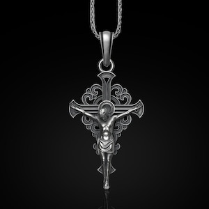 Sterling Silver Crucifix Necklace: Christian Jewelry, Catholic Gift
