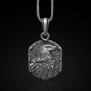 Eagle Necklace Pendant , Bird of Prey Mens Necklace, Charm Eagle Pendant, Oxidized Eagle Necklace, Silver Eagle Pendant , Valentine&#39;s Day