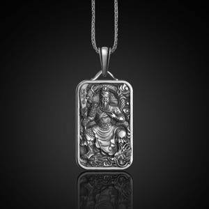 Chinese Guangong Necklace and Dragon Pendant in Silver Sterling Silver, Dragon Jewelry, Chinese Mythology Pendant, Boyfriend Gift Christmas