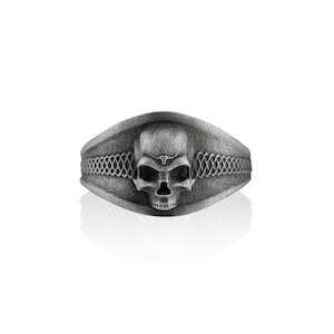 Viking Skull Handmade Sterling Silver Men Biker Ring, Skull Head Silver Gothic Ring, Skull Punk Ring, Skulls Silver Men Jewelry