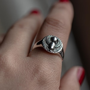 Handmade Sterling Silver Ancient Egyptian Scarab Signet Ring