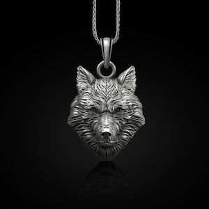 Wilder Wolf 925k Silber Halskette, handgemachte Wolf Kopf Herren Halskette, skandinavischen Silber Herren Schmuck, Wolf Männer Halskette, Geschenk für Männer