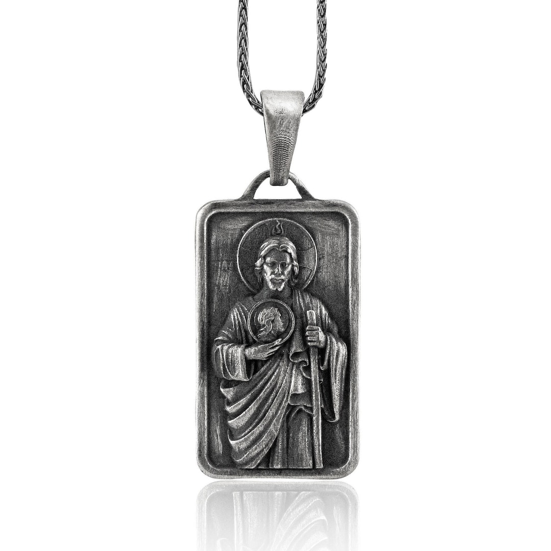 Personalized Saint Jude Silver Men's Necklace, Saint Jude Necklace ...