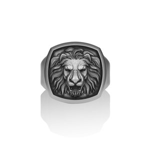 Lion 925 Sterling Silver Handmade Ring, Best Friend Gift, Oxidized Silver Lion Ring, African Lion Boho 925 Sterling Silver Ring Gift for Dad