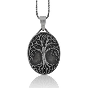 Sterling Silver Yggdrasil Tree of Life Pendant - Viking Necklace