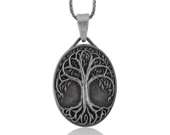 Tree of Life Tree Necklace, Men Yggdrasil Pendant, Scandinavian Yggdrasil Necklace, Viking Tree Necklace, Silver Chain Yggdrasil Pendant