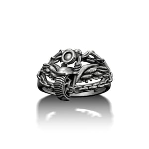 Sterling Silver Motorcycle Ring: Gothic Biker Jewelry Gift
