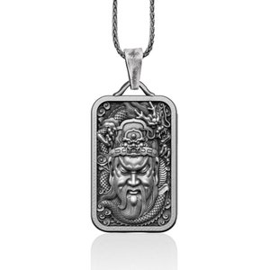 Chinese draak hanger ketting in sterlingzilver, gepersonaliseerde Chinese mythologie ketting voor mannen, gegraveerde ketting, Vaderdagcadeaus