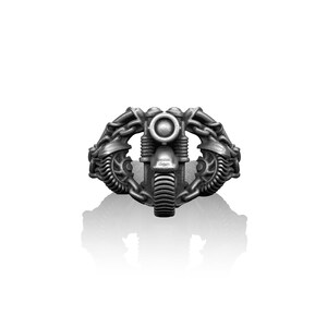 Sterling Silver Motorcycle Ring: Gothic Biker Jewelry